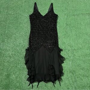 White House Black Market Black Beaded Midi Dress